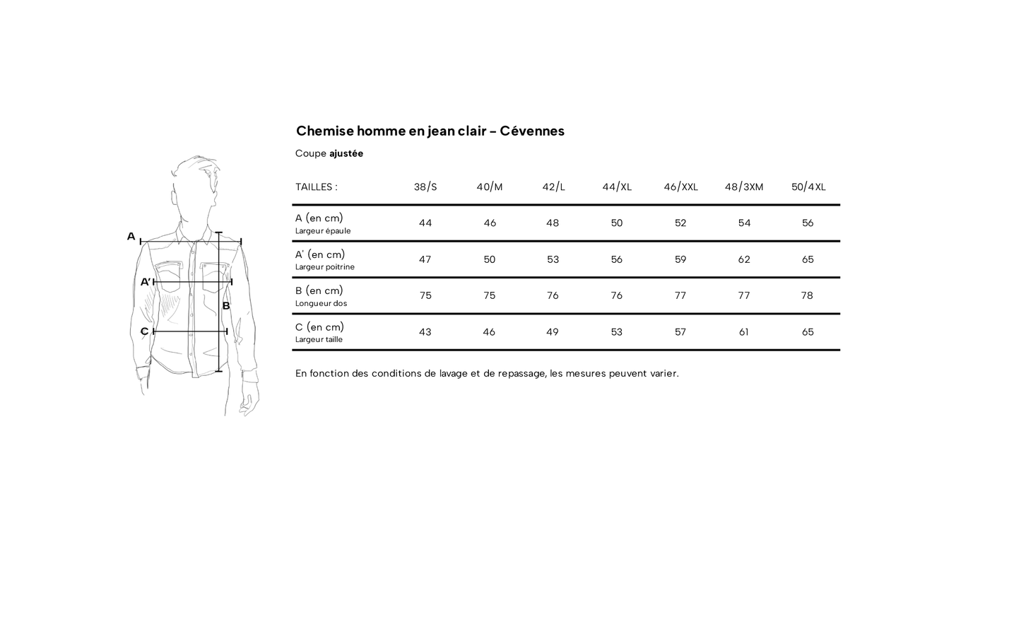Chemise homme en jean clair - Cévennes