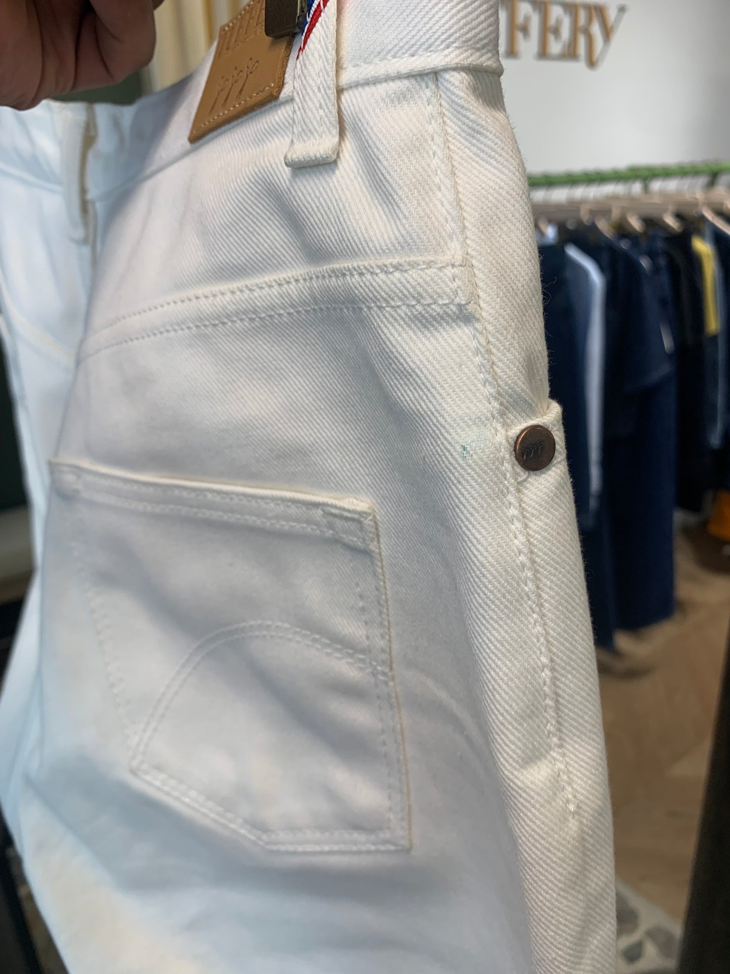 Jean femme droit taille haute Écru - Apolline