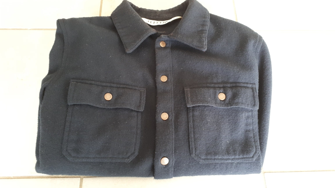 Surchemise homme droite en laine française Marine