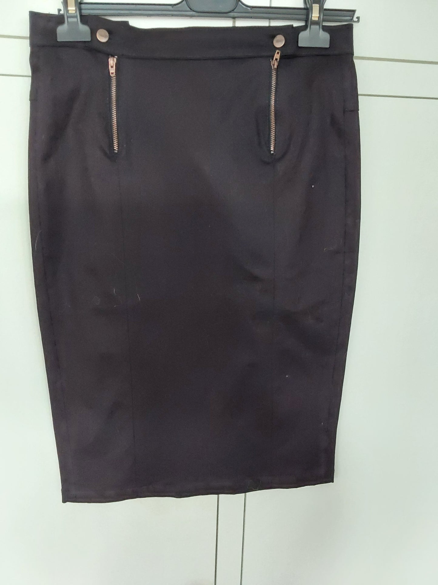 Jupe crayon taille haute Soie Noire - Agathe