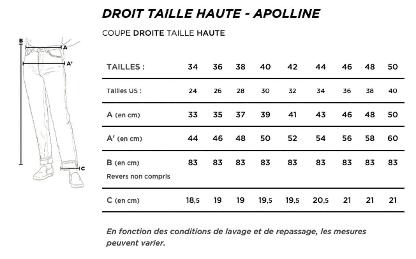 Jean droit taille haute stonewashed - Apolline
