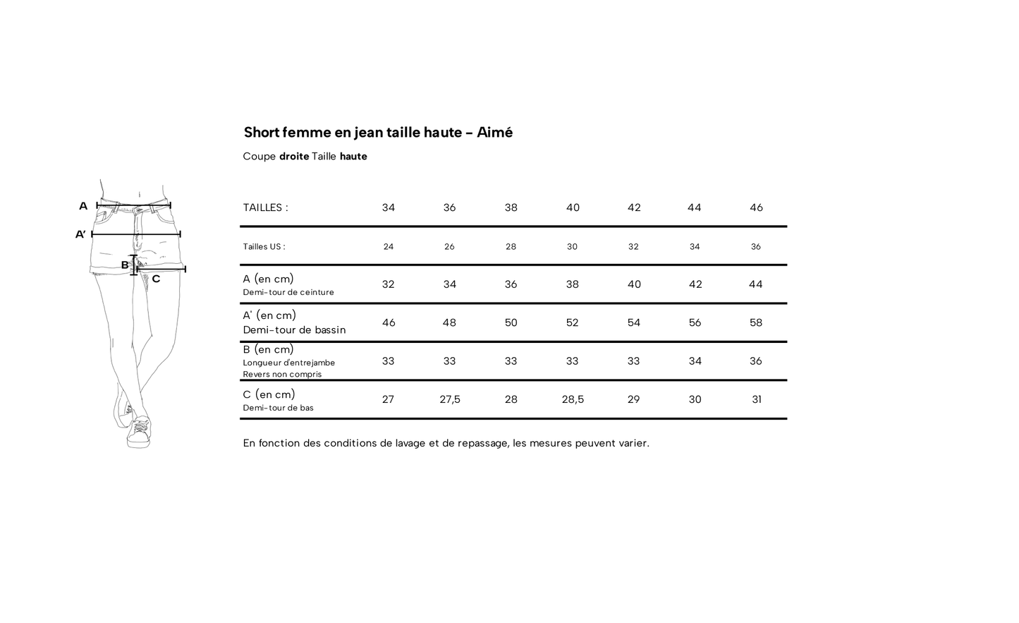 Short en jean taille haute - Aimé