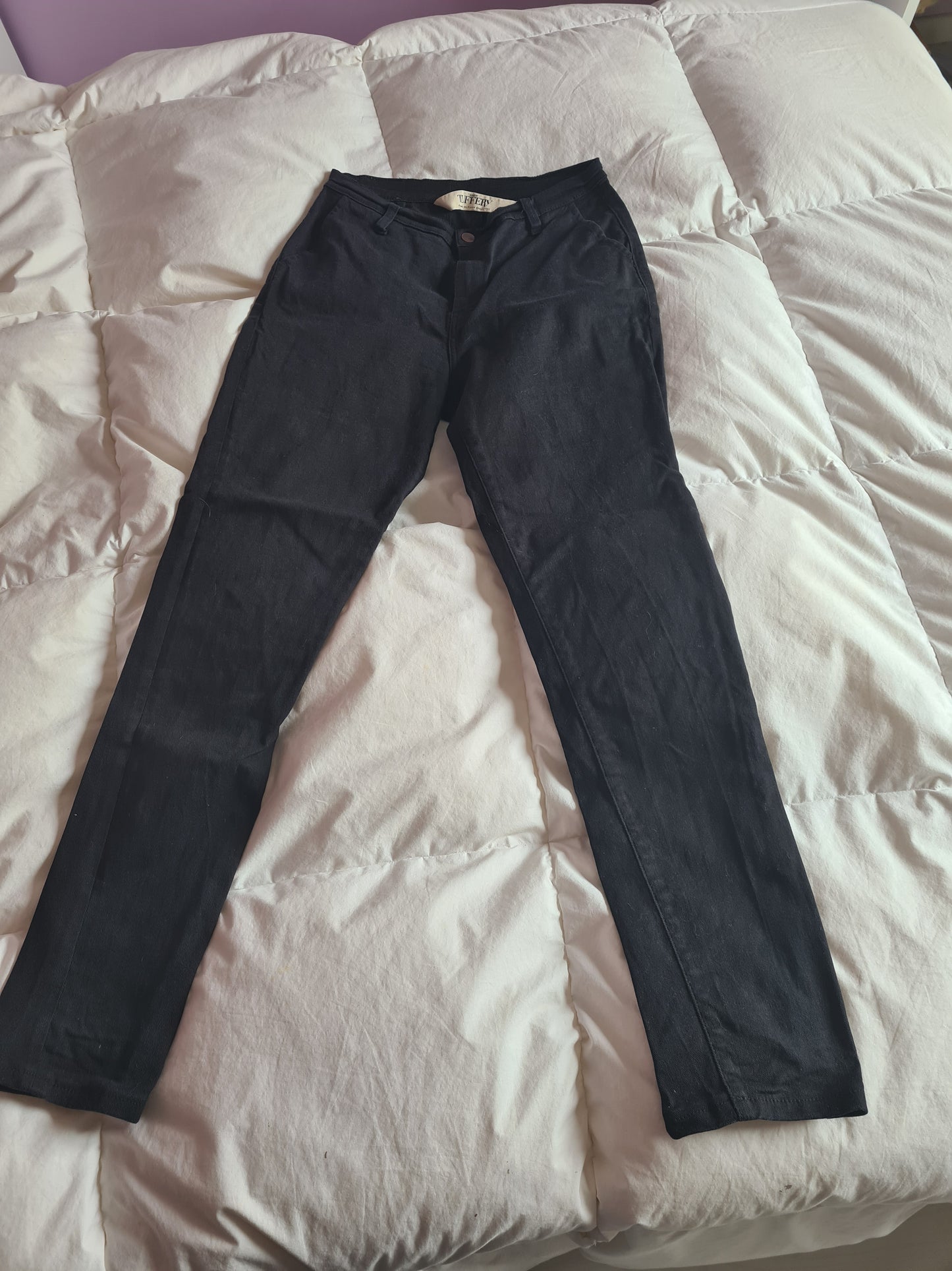 Chino ajusté taille haute Noir - Léonie