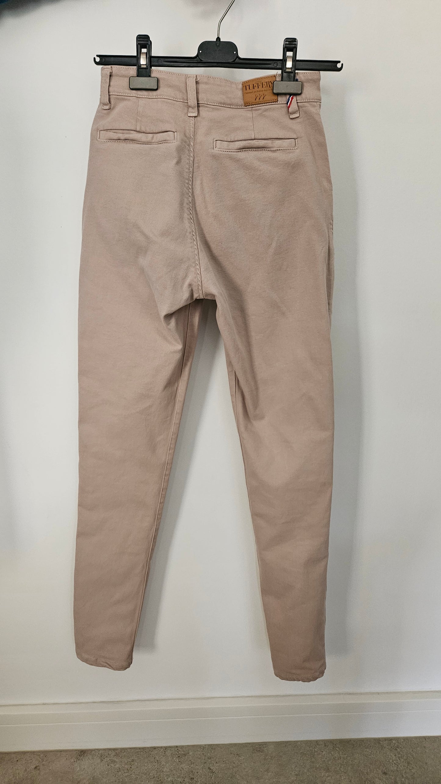 Chino femme ajusté taille haute Beige - Léonie