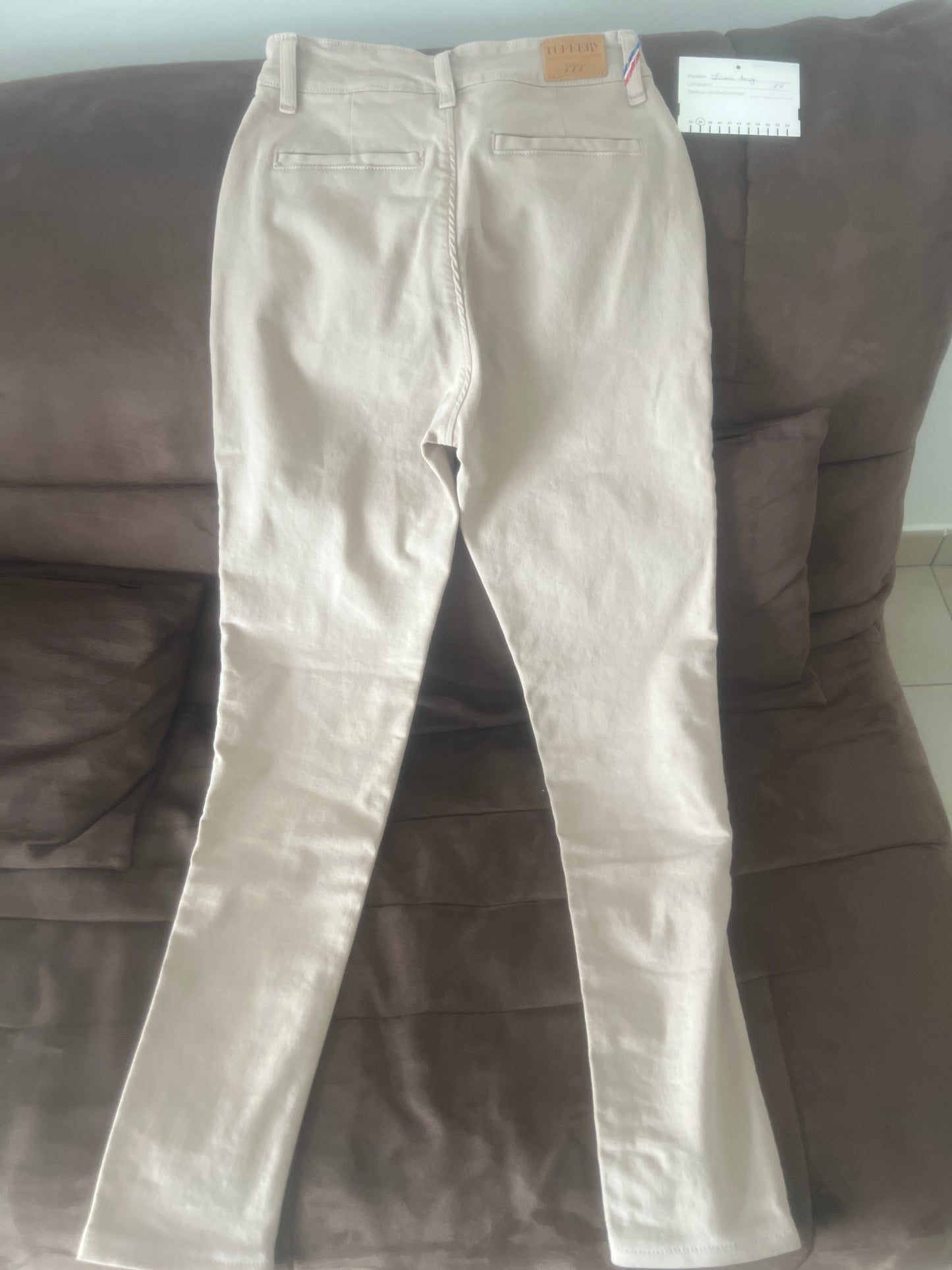 Chino femme ajusté taille haute Beige - Léonie