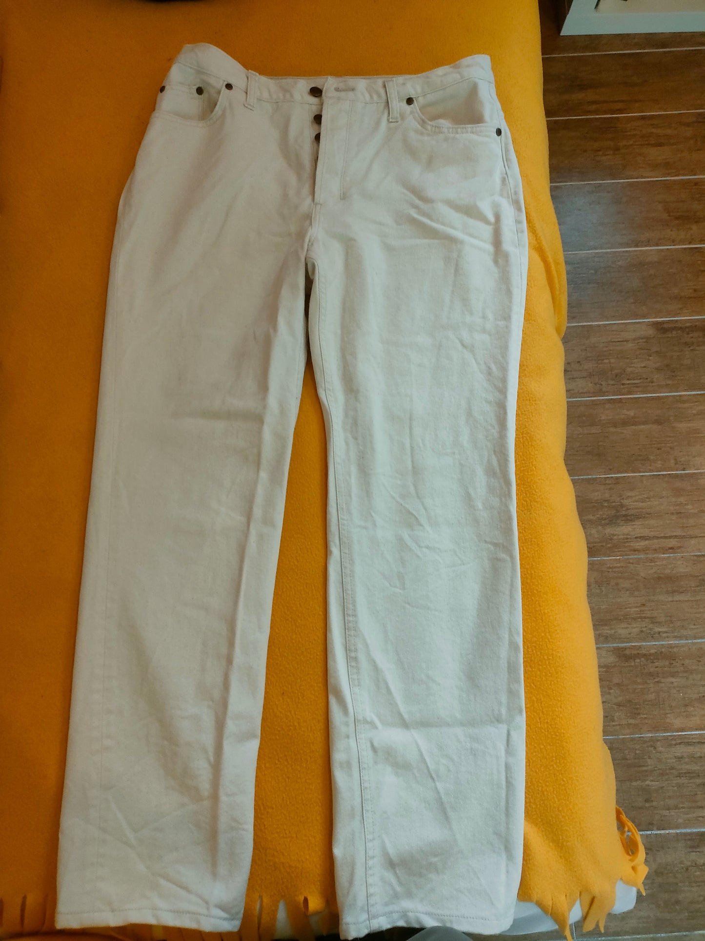 Jean femme droit taille haute Écru - Apolline