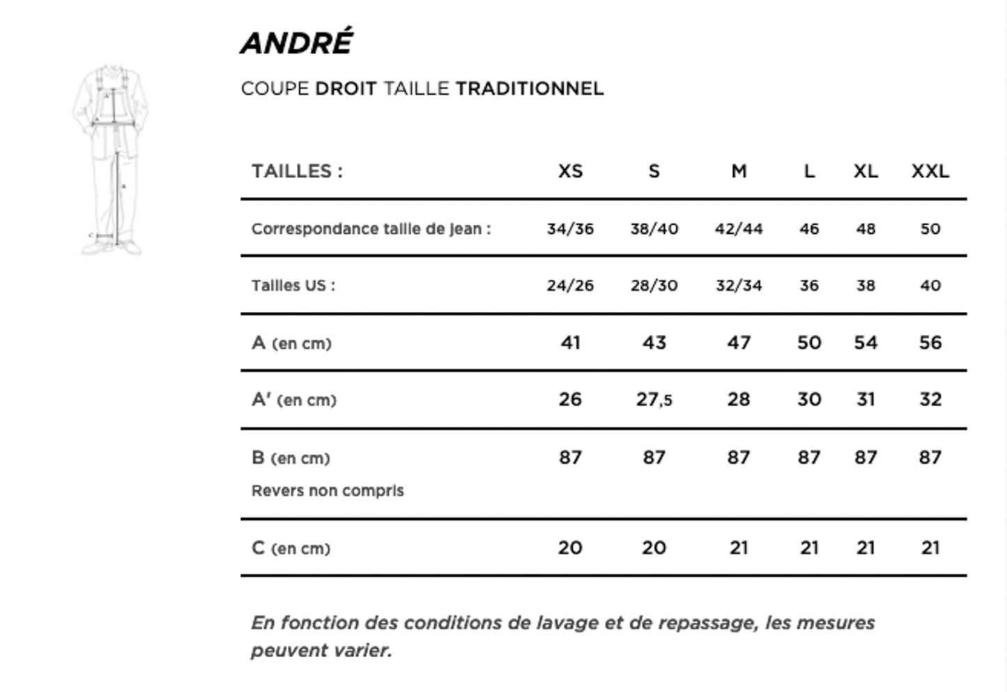 Salopette jean bio indigo naturel - André