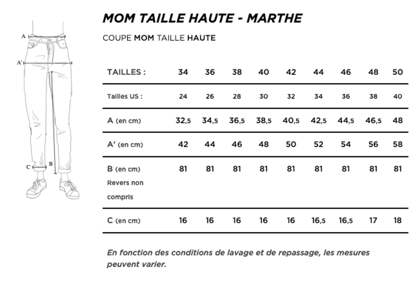 Jean mom taille haute Clair - Marthe