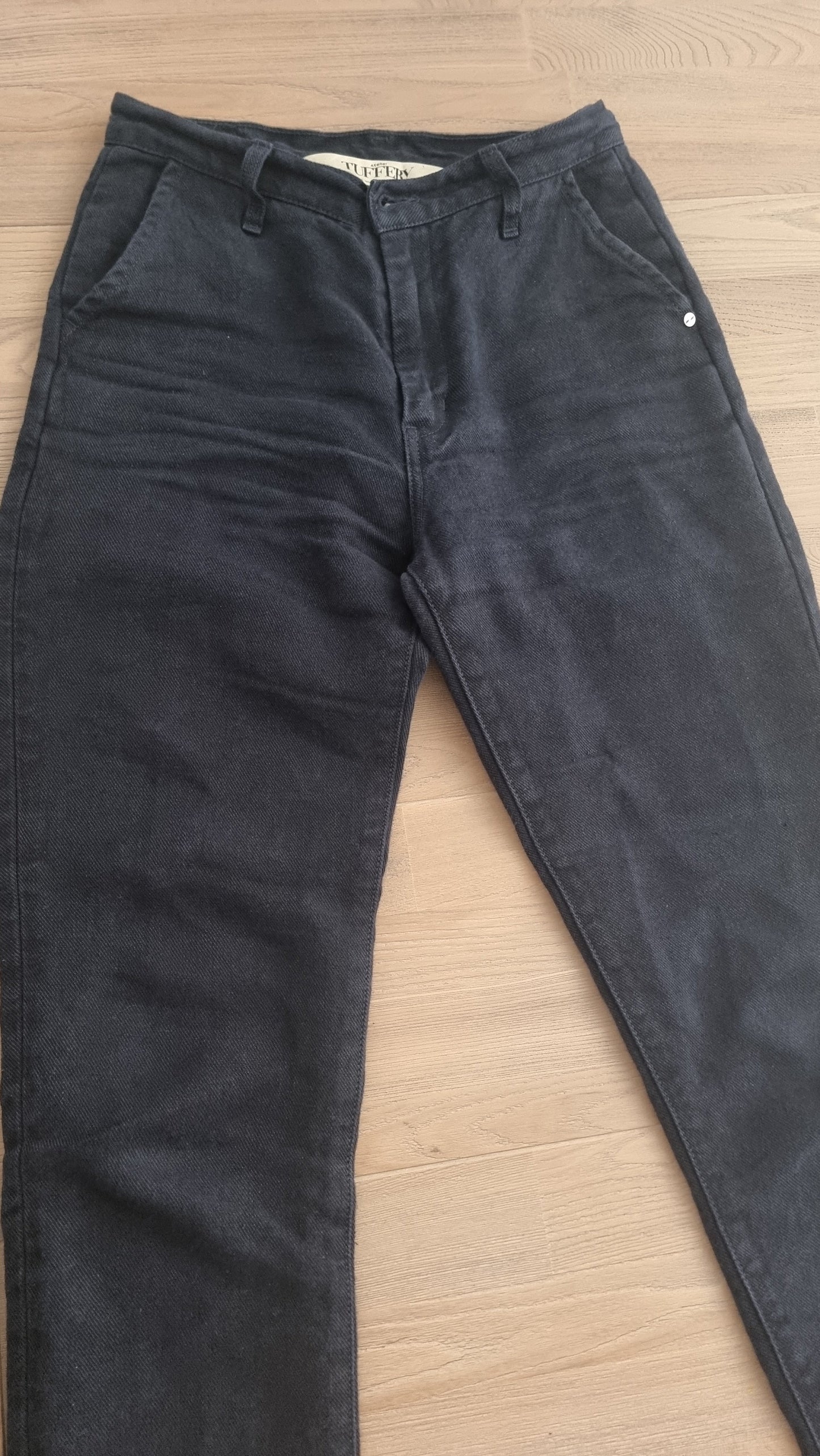 Chino droit ajusté taille haute en jean 100% lin français – Léonie