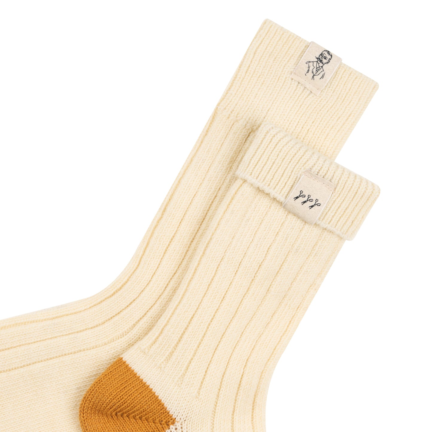 Chaussettes épaisses en Laine Écru et Ocre