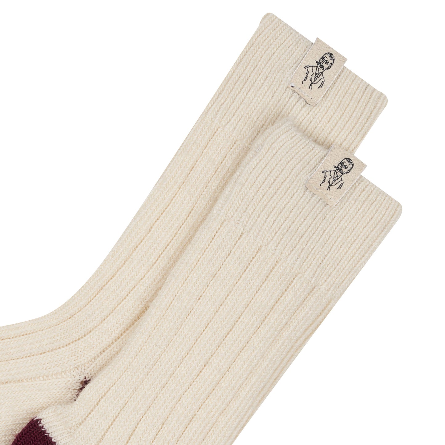 Chaussettes épaisses en Laine Écru et Rouge
