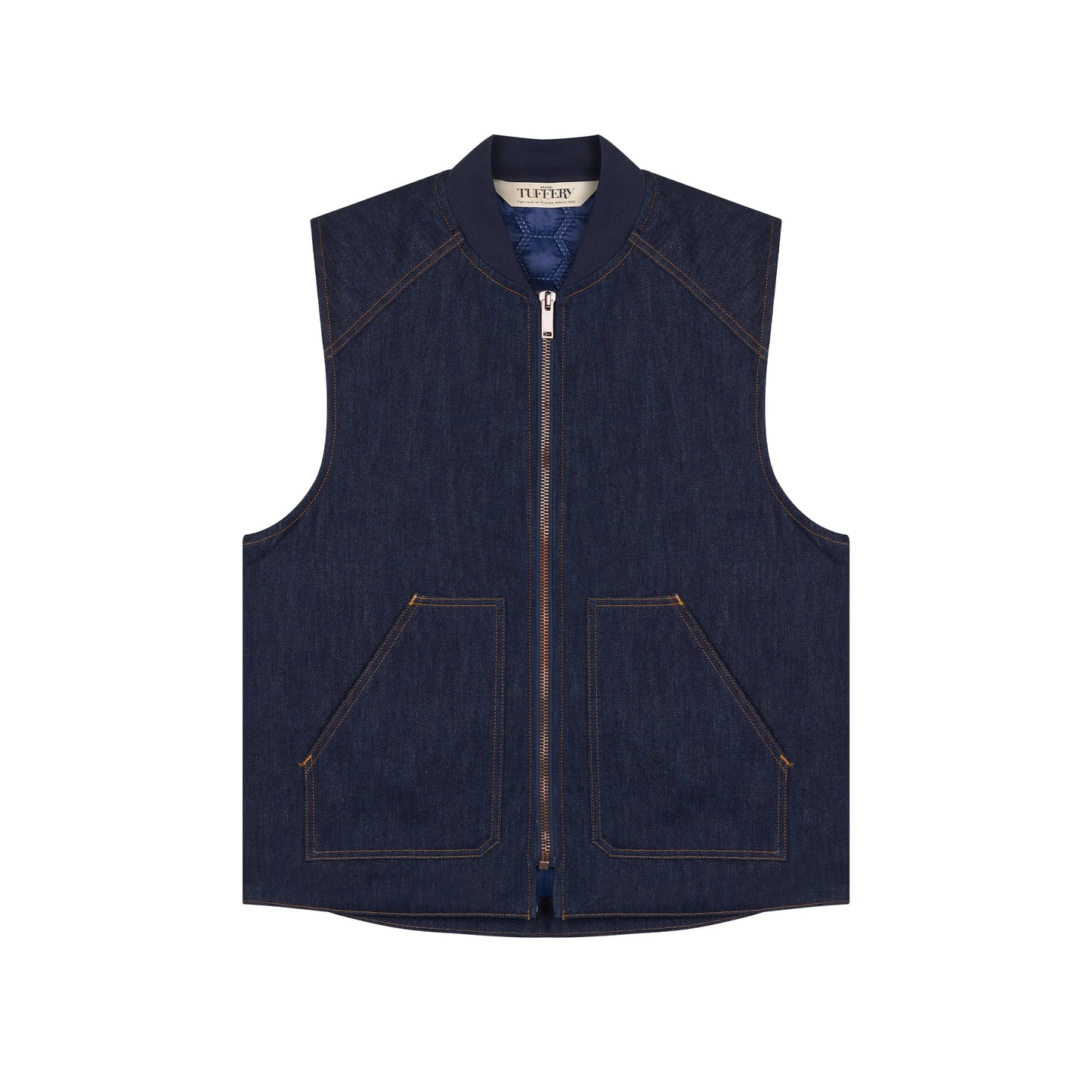 Gilet sans manches en jean brut doublé laine