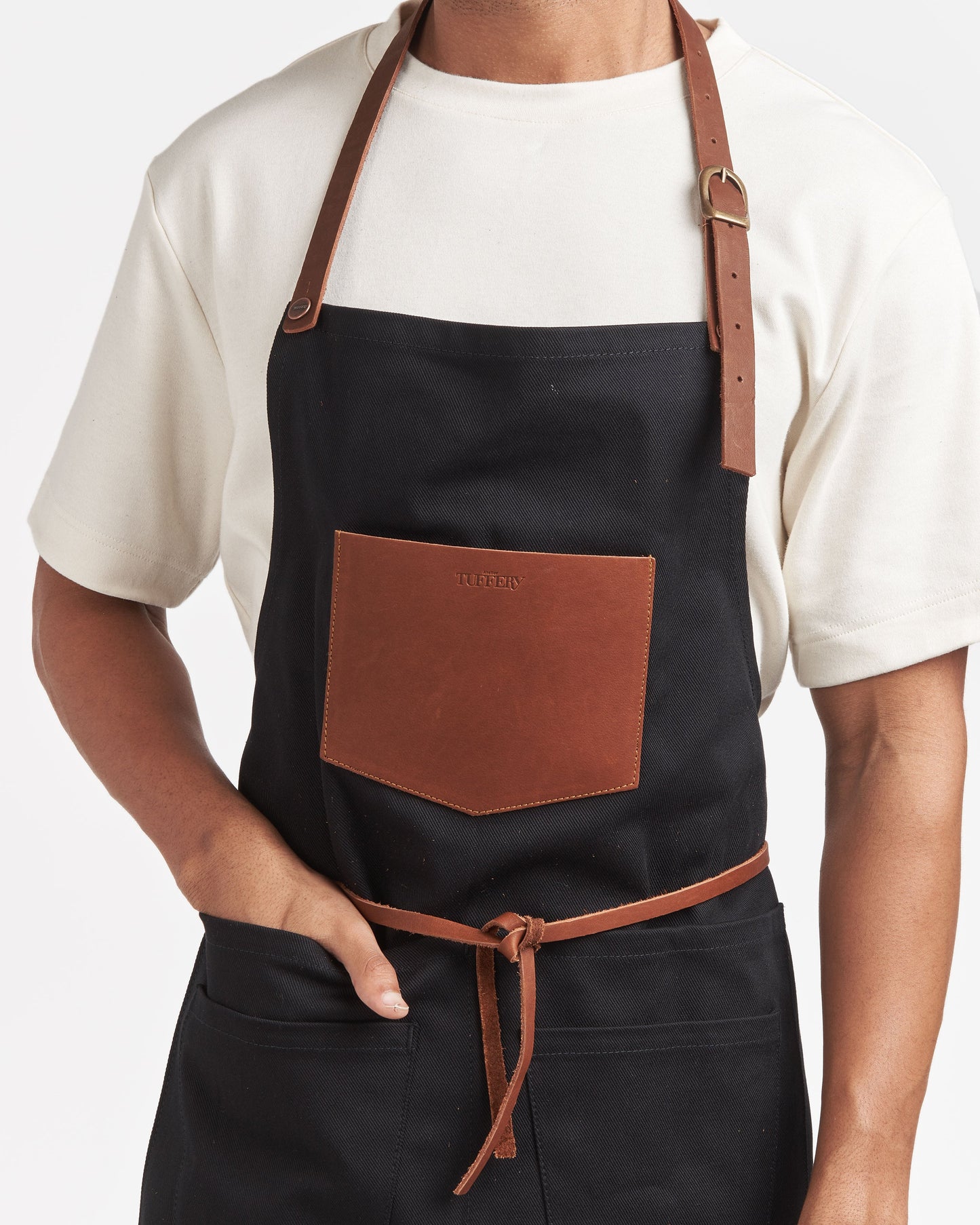 Tablier long en jean Noir