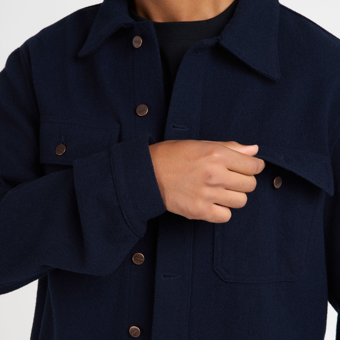 Surchemise homme droite en laine française Marine