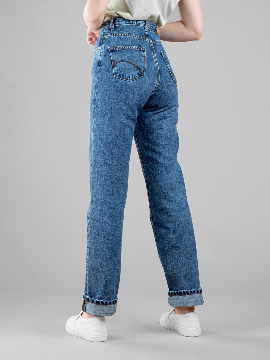 Jean droit taille haute stonewashed - Apolline