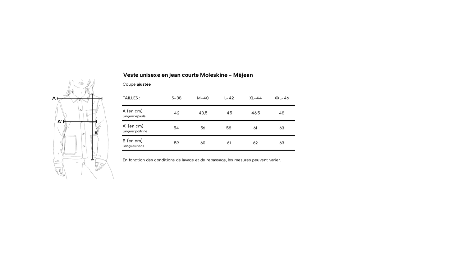 Veste en jean courte Moleskine - Méjean