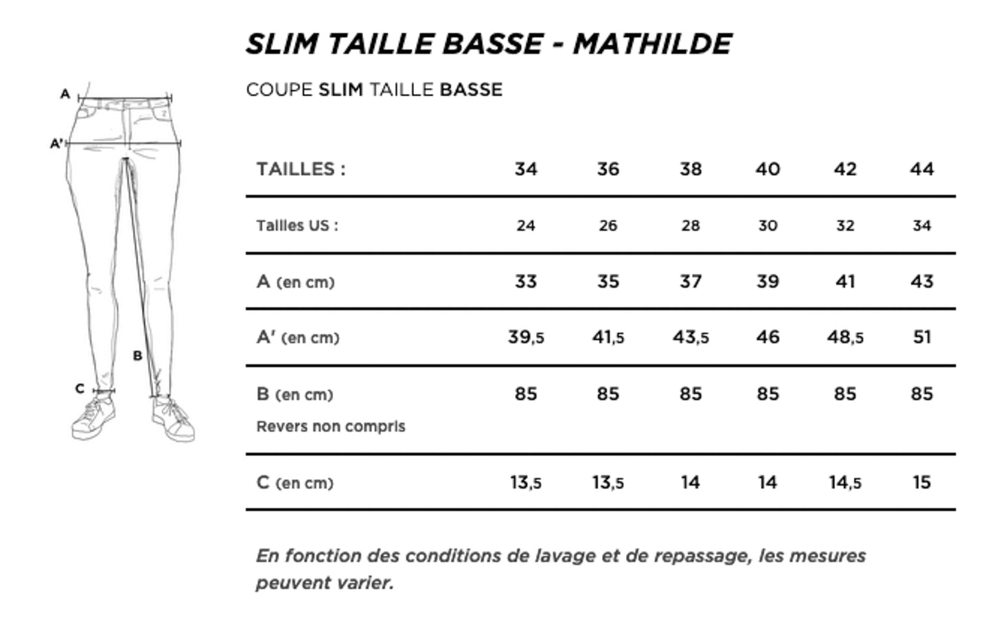 Jean slim taille standard Noir - Mathilde