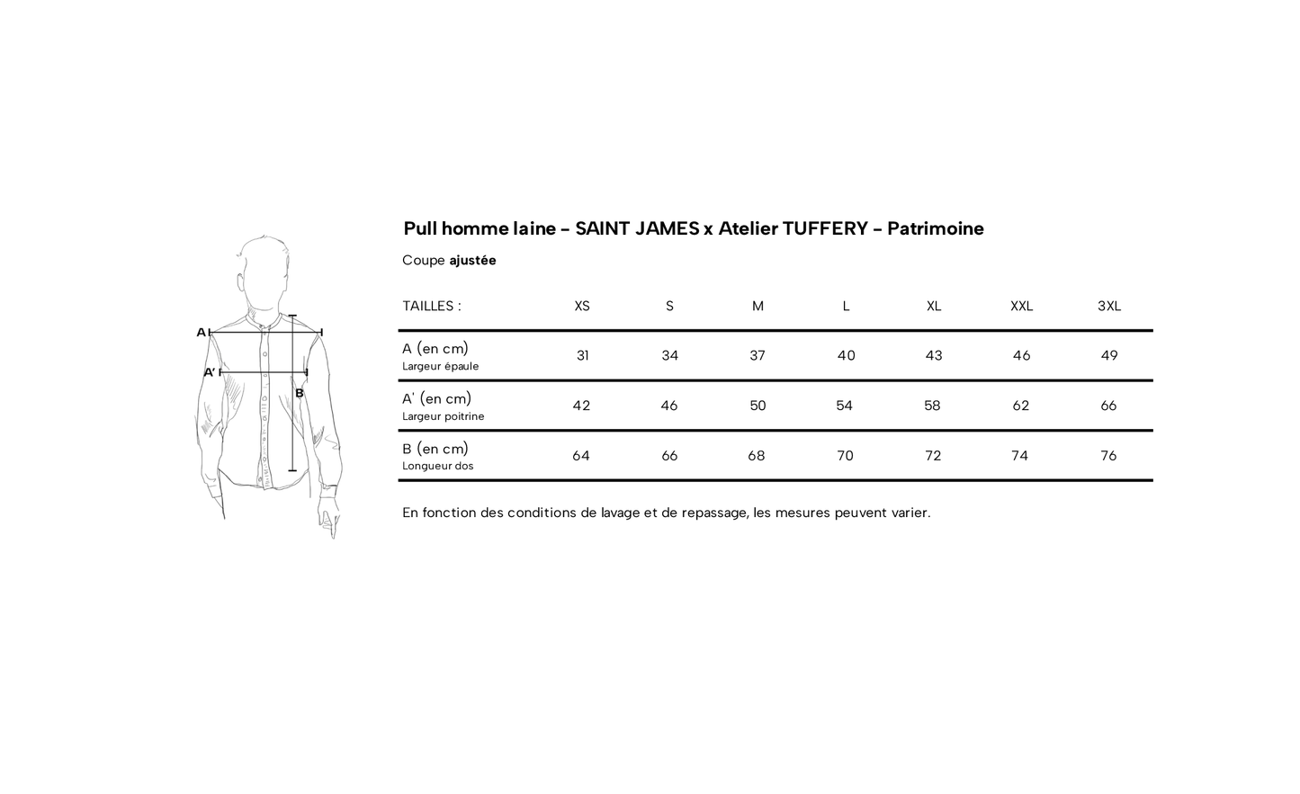 Pull homme laine – SAINT JAMES x Atelier TUFFERY – Patrimoine
