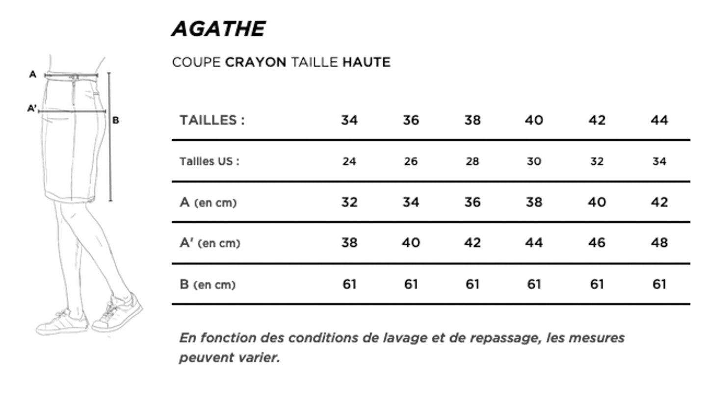 Jupe en jean crayon taille haute Coton Bio - Agathe
