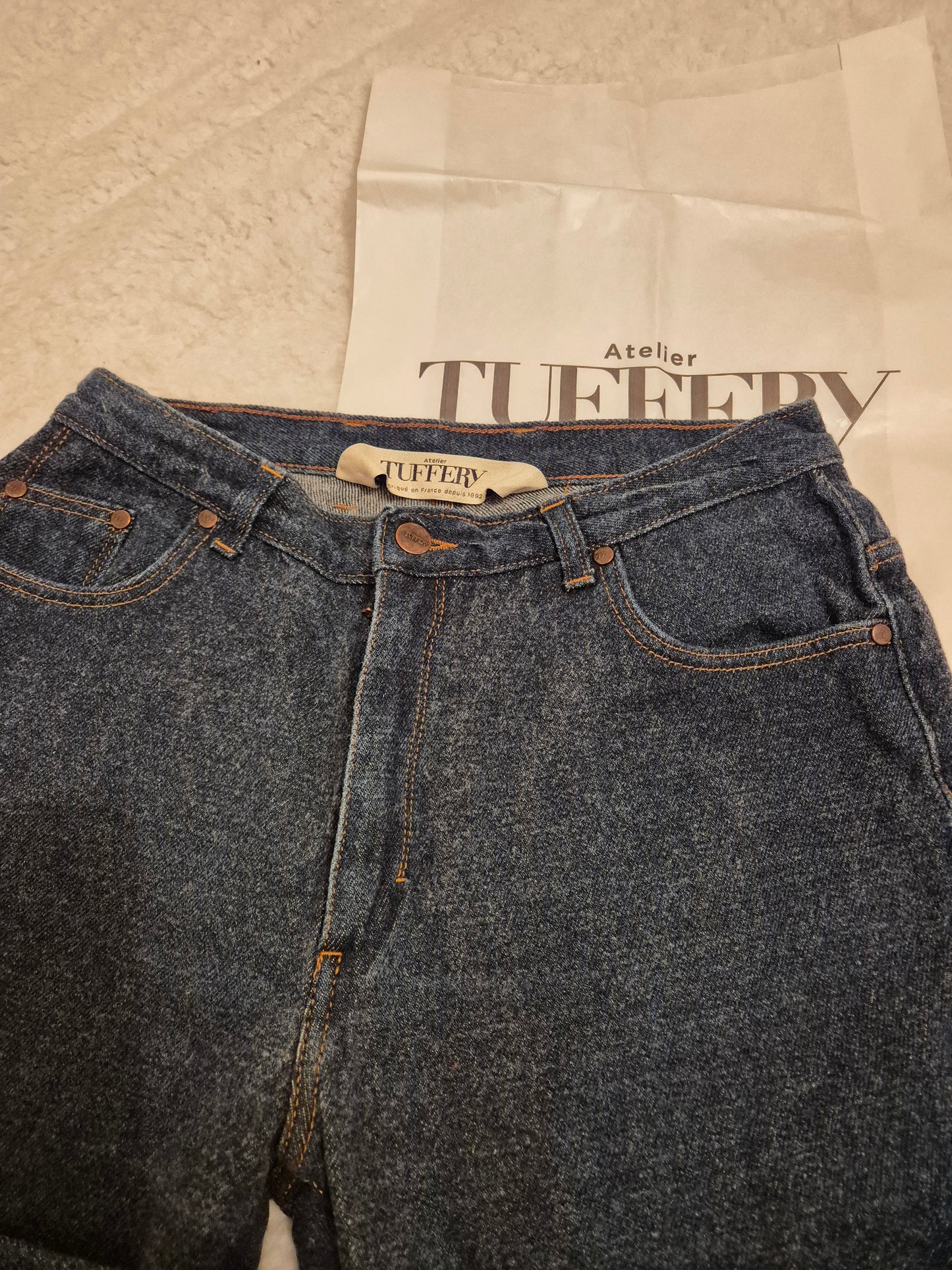 Jean droit taille haute laine – SAINT JAMES x Atelier TUFFERY – Apolline