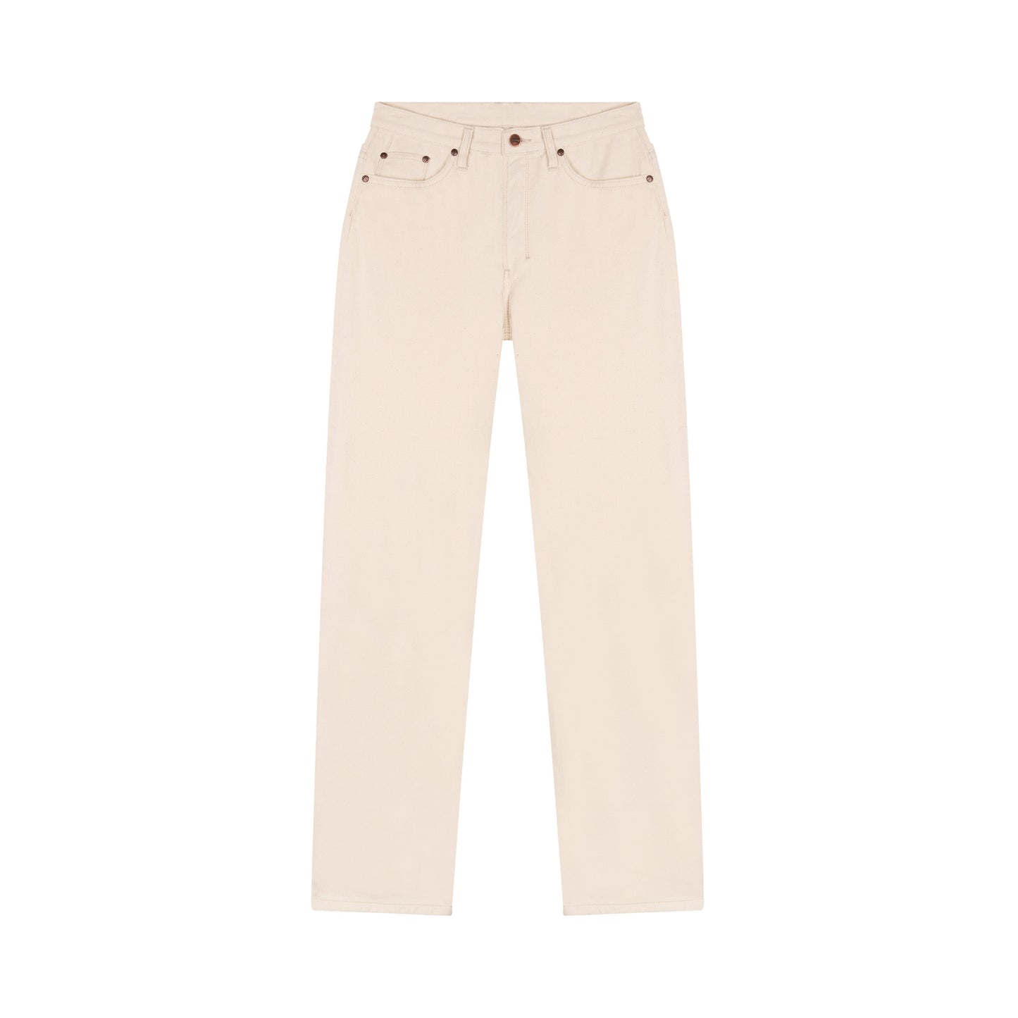 Jean femme droit taille haute Écru - Apolline