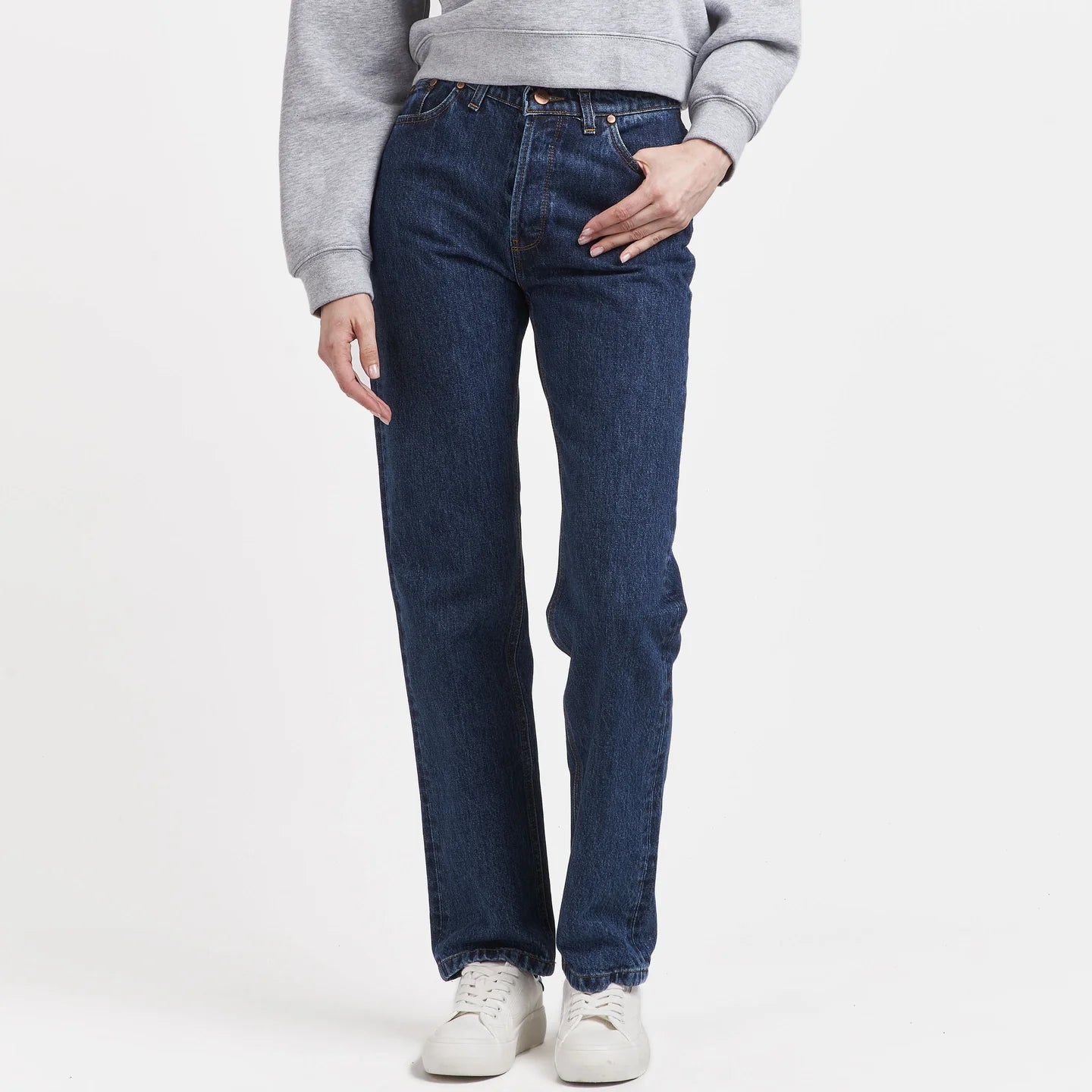 Jean femme droit taille haute Stonewashed - Apoline