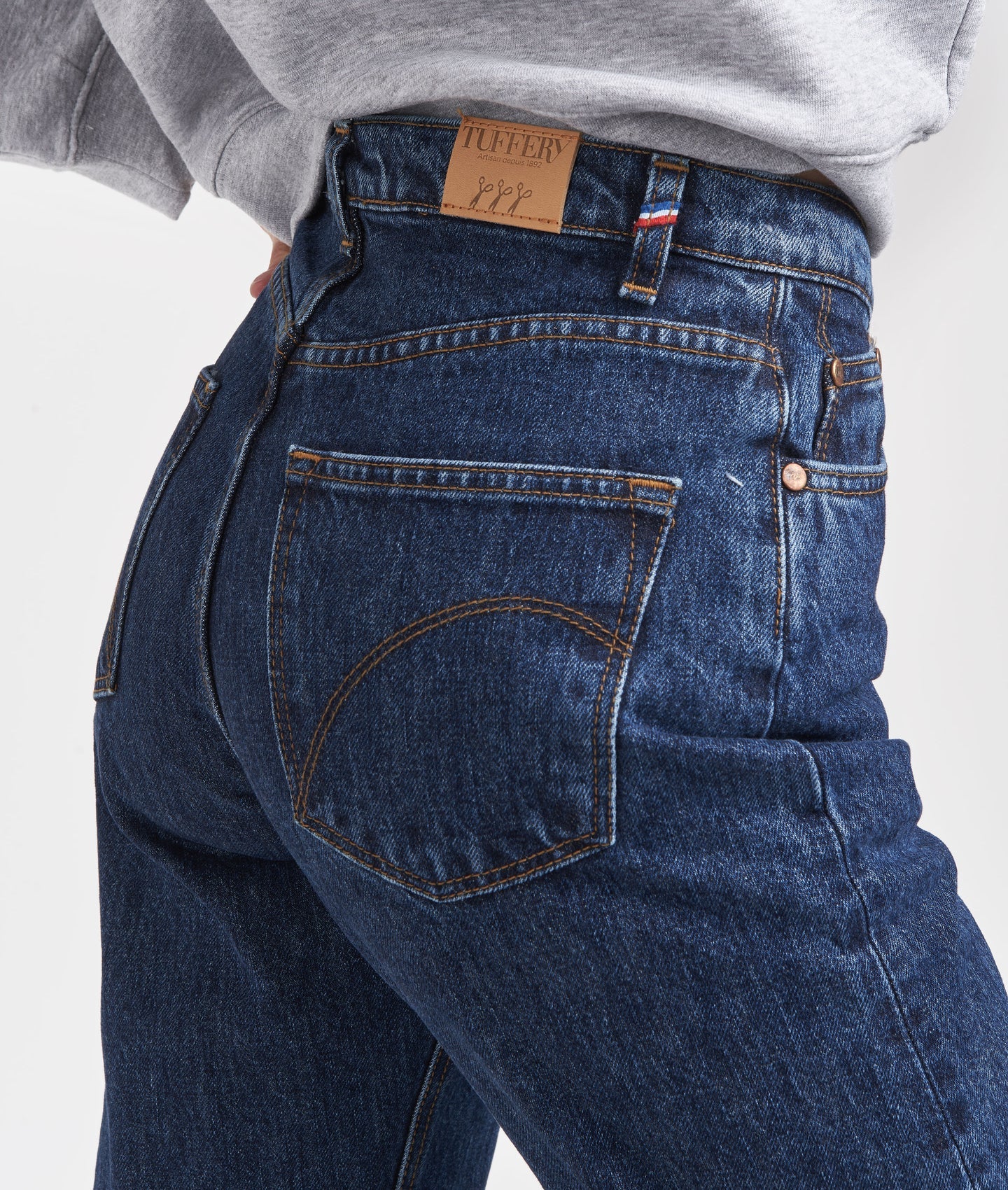 Jean femme droit taille haute Stonewashed - Apoline