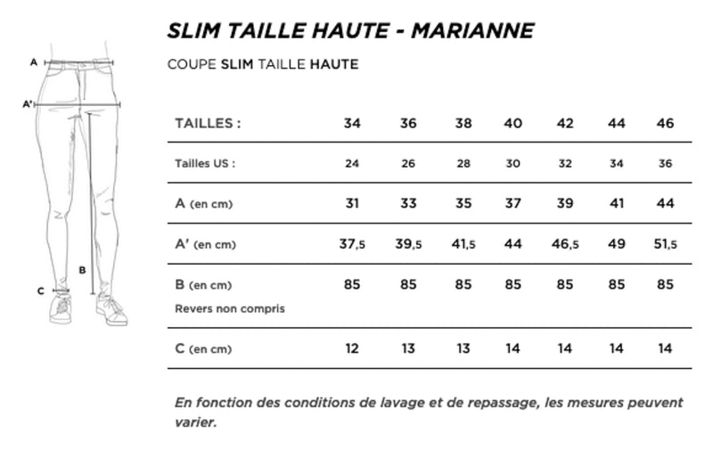 Jean femme slim taille haute Soie Noir - Marianne