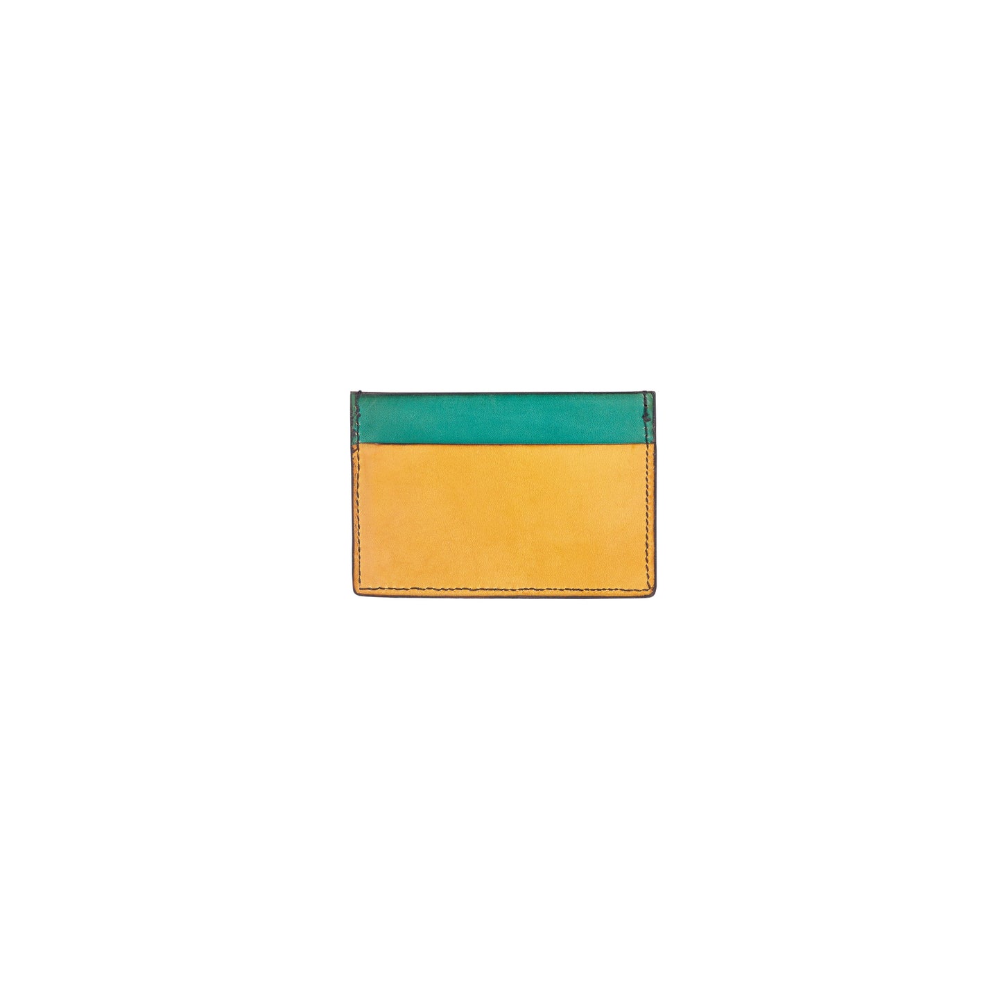 Porte-cartes en cuir bleu & jaune