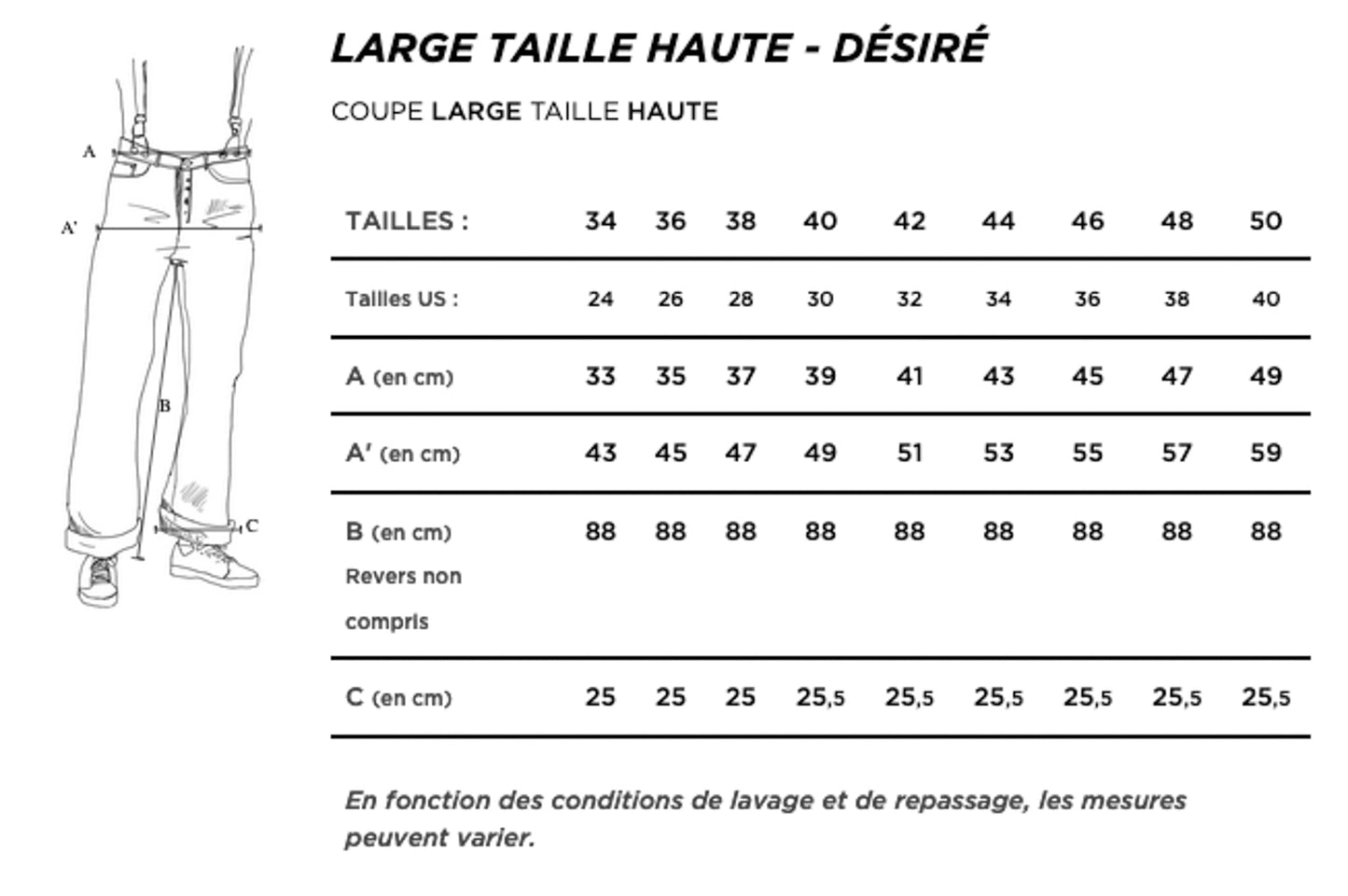 Jean large taille haute Chanvre - Désiré