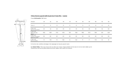 Chino ajusté taille haute Brut Coton Bio - Léonie