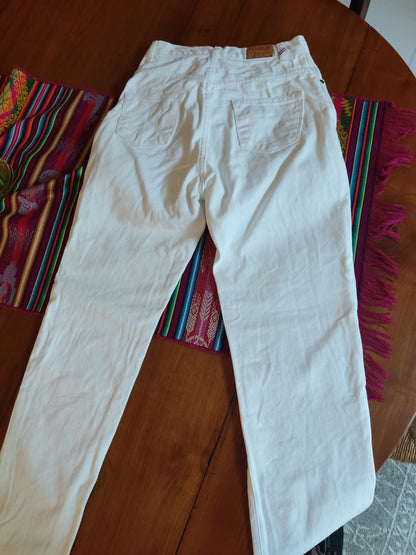 Jean femme droit taille haute Écru - Apolline