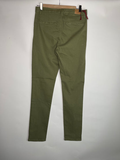 Chino femme ajusté taille haute Vert Kaki - Léonie