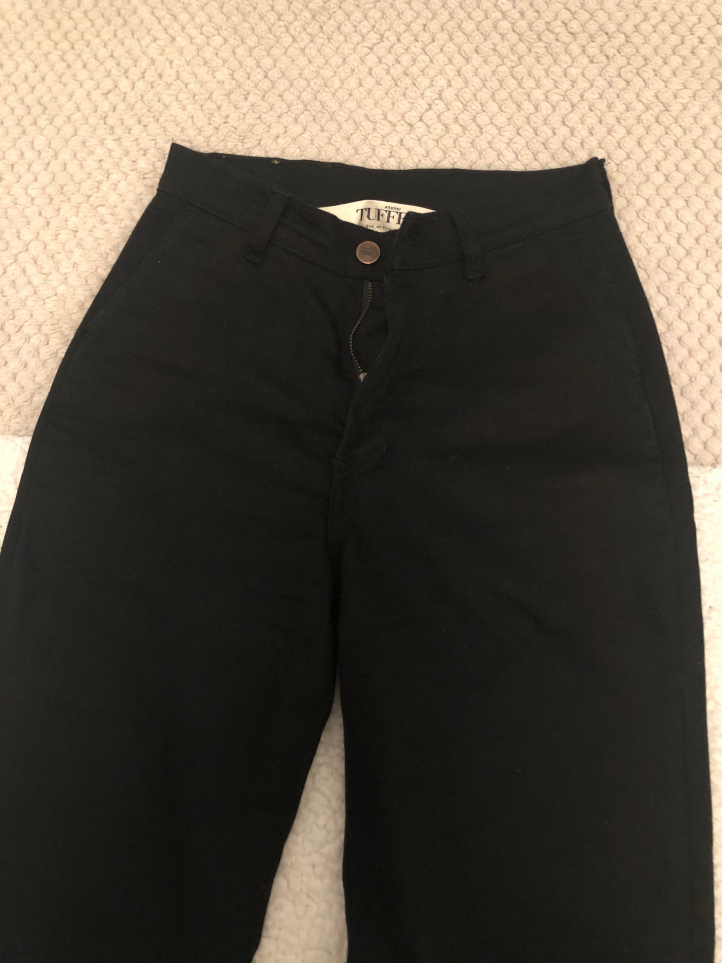 Chino ajusté taille haute Noir - Léonie