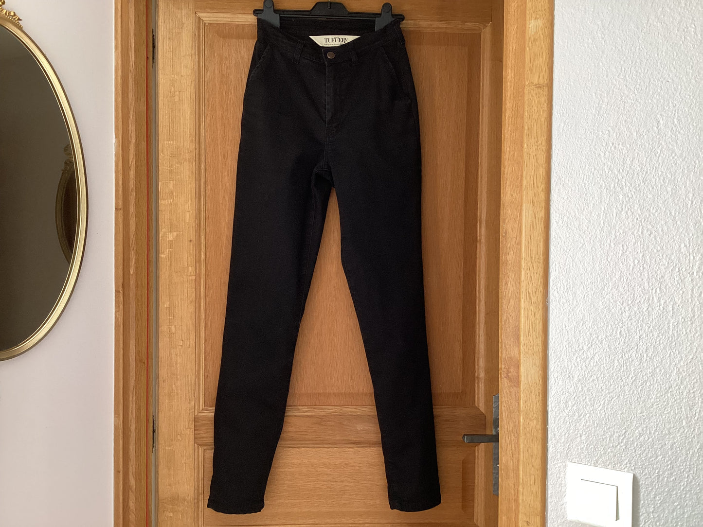Chino ajusté taille haute Noir - Léonie