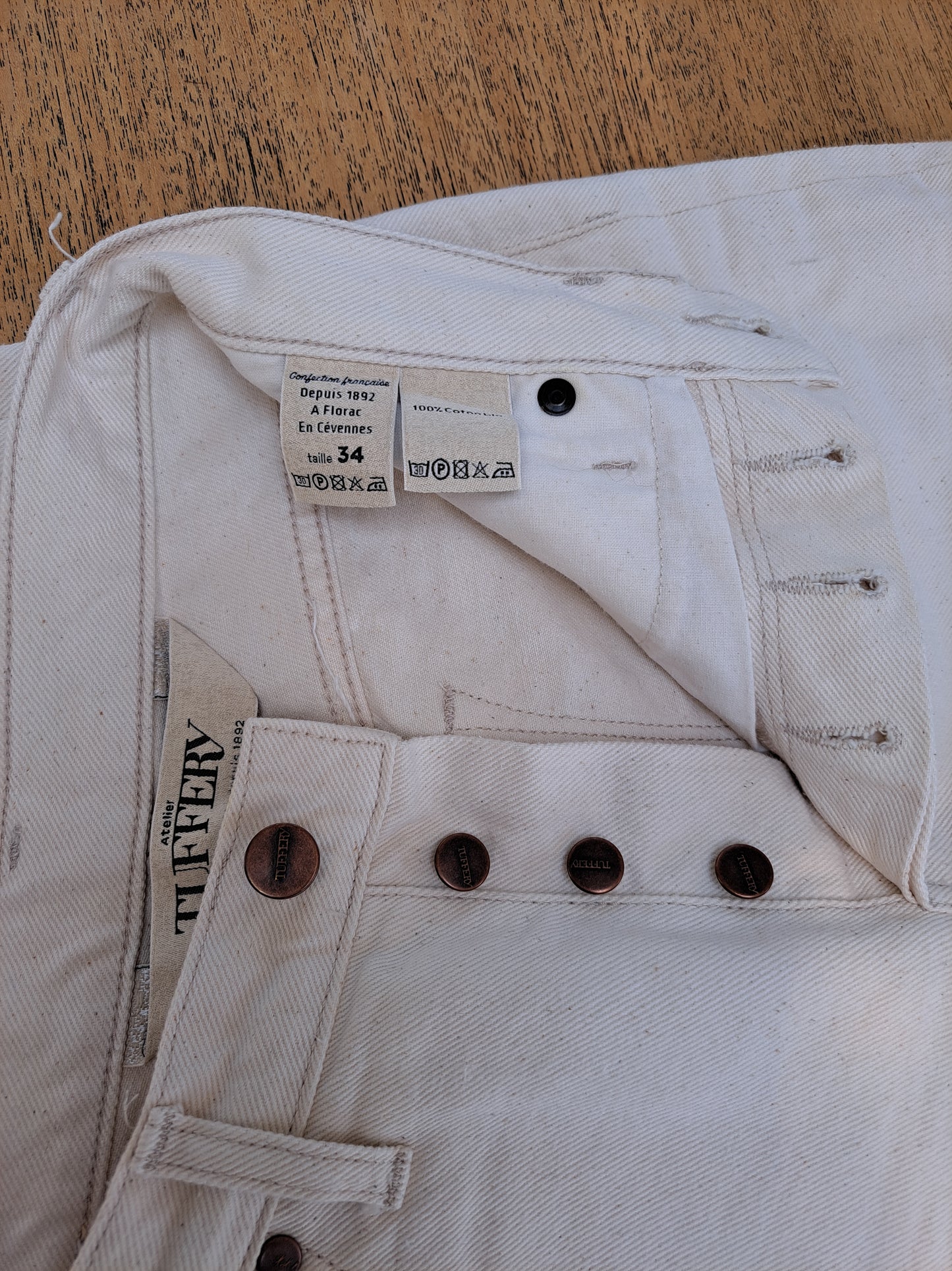 Jean femme droit taille haute Écru - Apolline