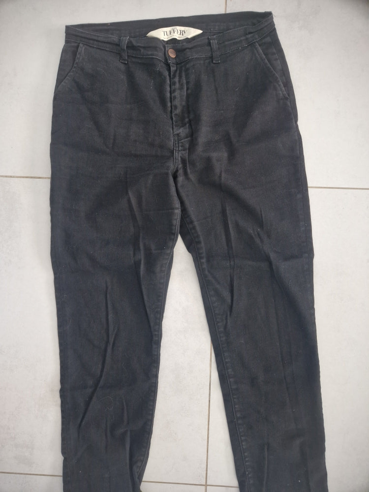 Chino ajusté taille haute Noir - Léonie