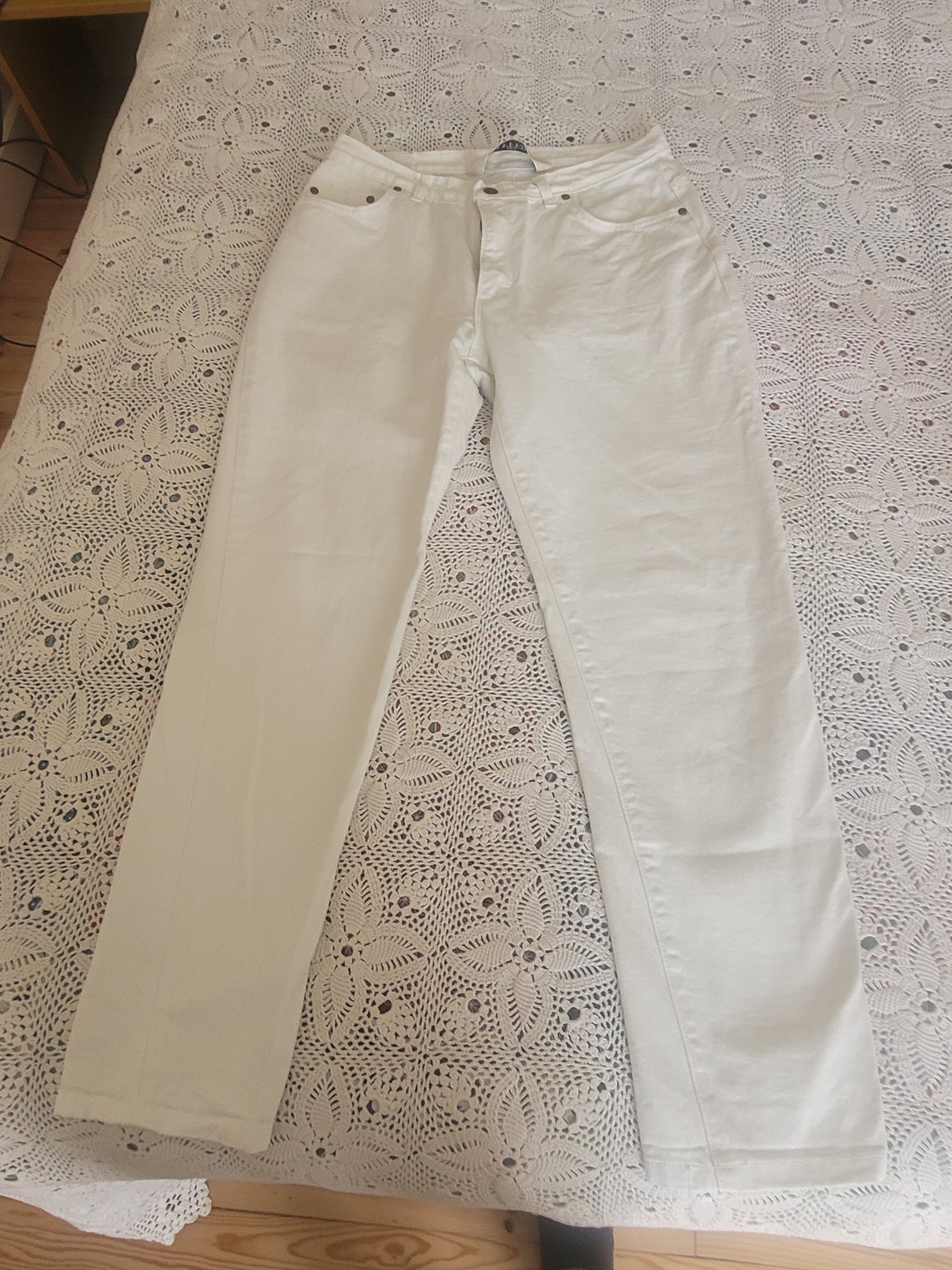 Jean femme droit taille haute Écru - Apolline