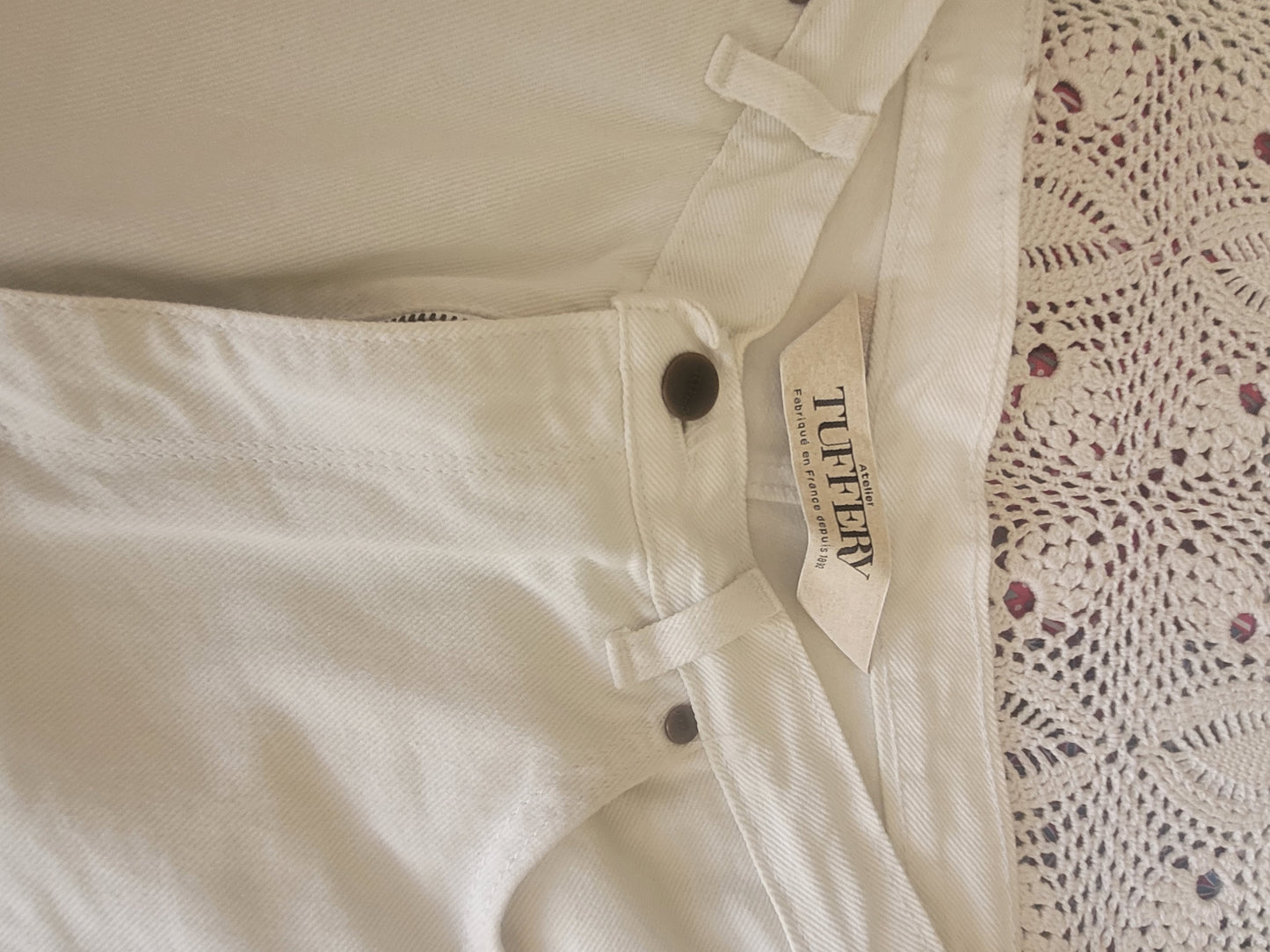 Jean femme droit taille haute Écru - Apolline