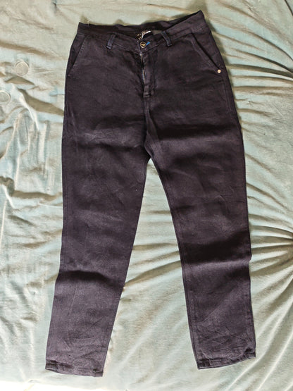 Chino ajusté taille haute Alpine 100% Lin Français - Léonie