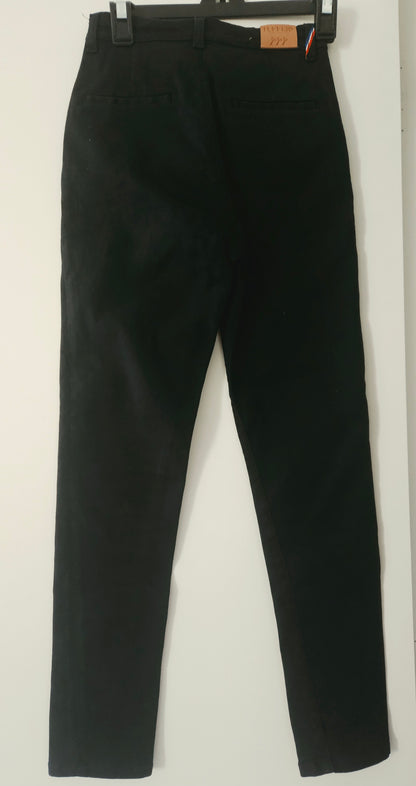 Chino ajusté taille haute Noir - Léonie