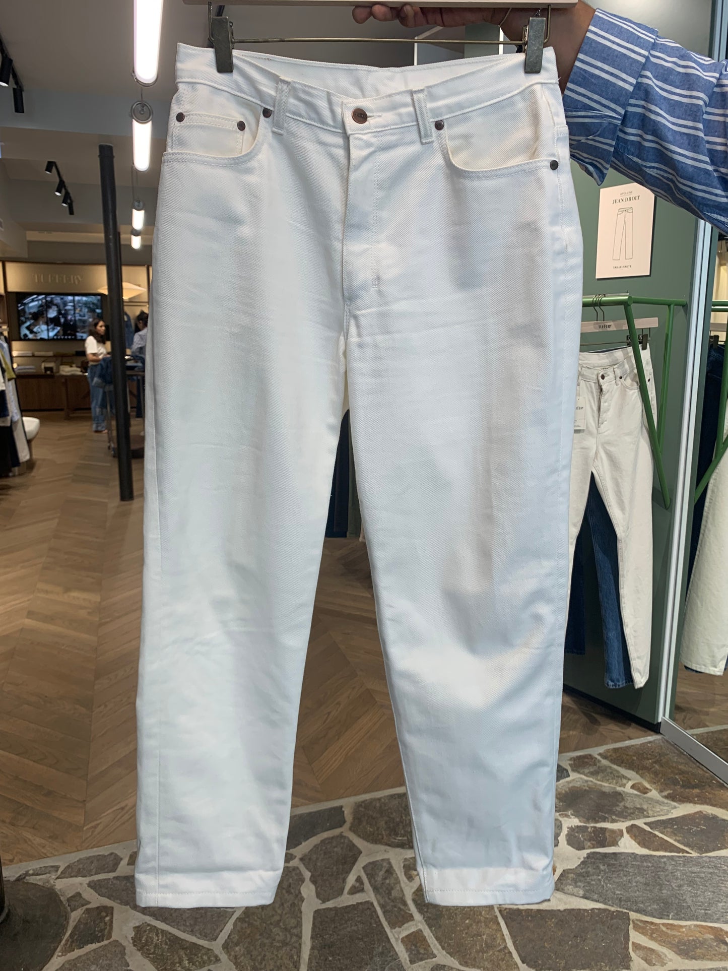 Jean femme droit taille haute Écru - Apolline