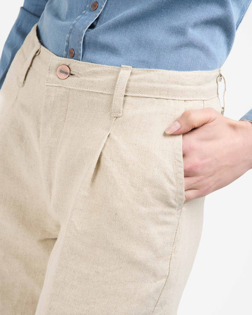 Gabi - Pantalon femme large taille haute – Chanvre Naturel