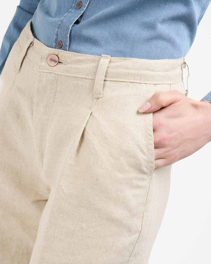 Gabi - Pantalon femme large taille haute – Chanvre Naturel