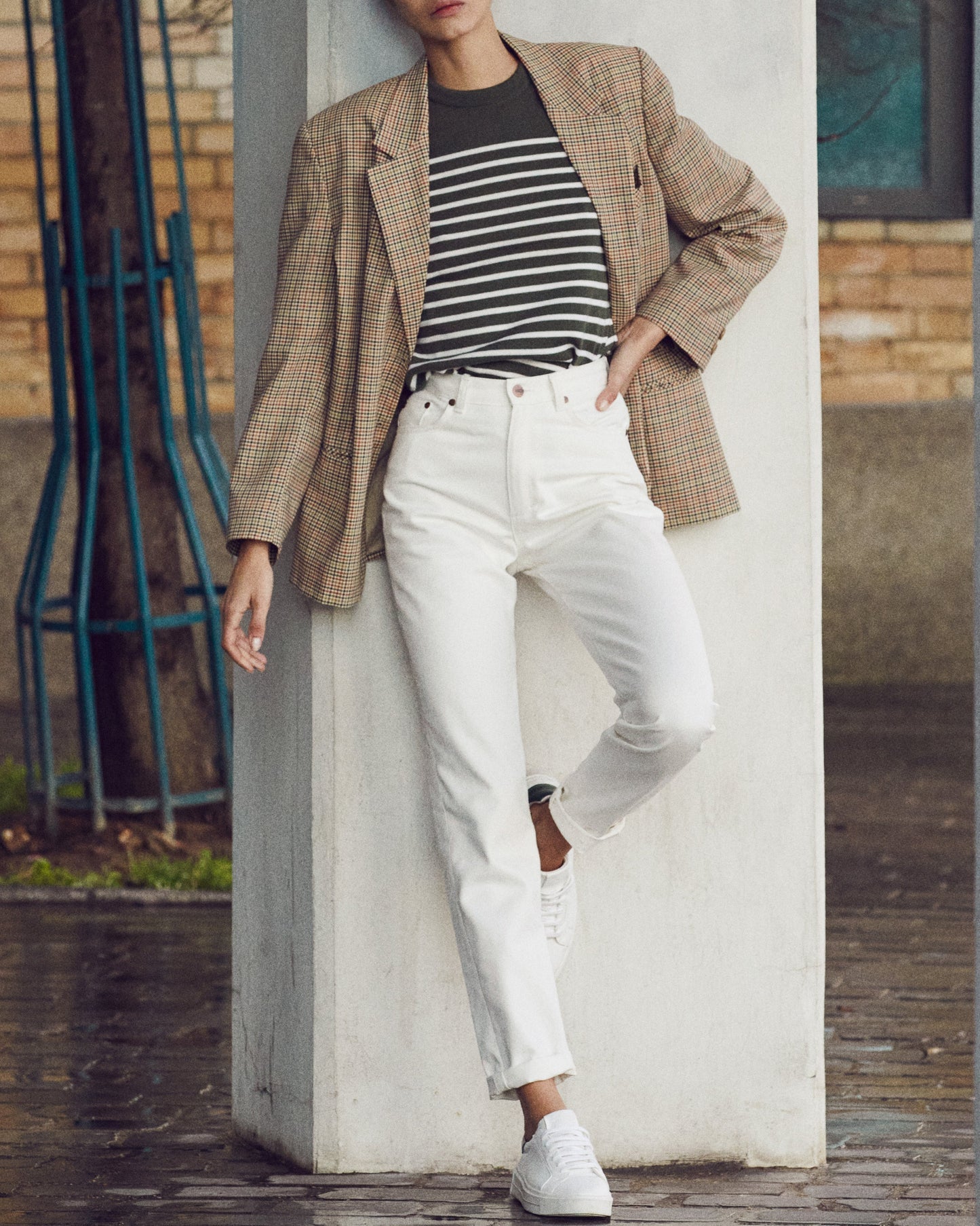Marthe - Jean mom taille haute blanc