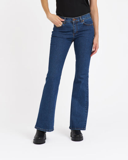 Margot - Jean femme flare taille semi-haute Stonewashed