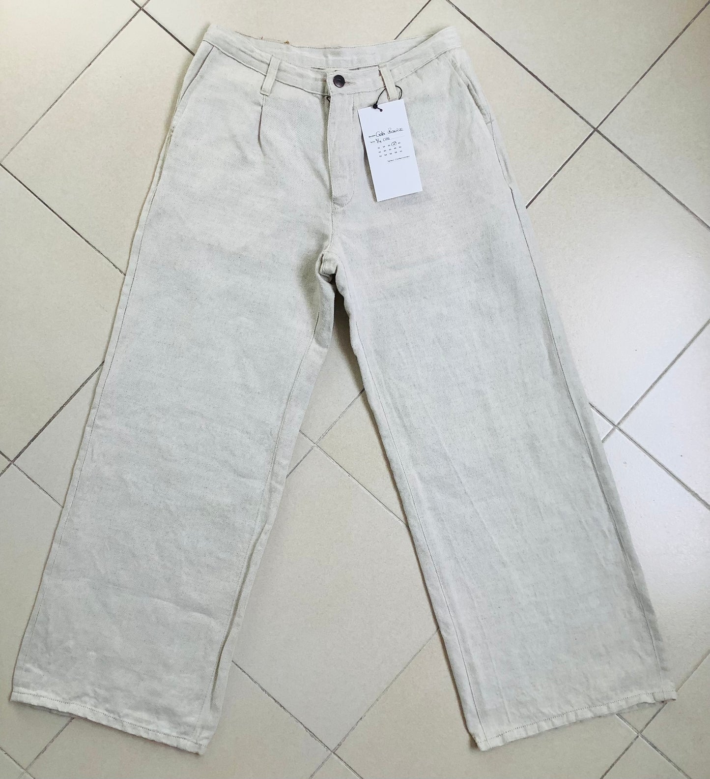 Pantalon femme droit taille haute Chanvre Naturel - Gabi
