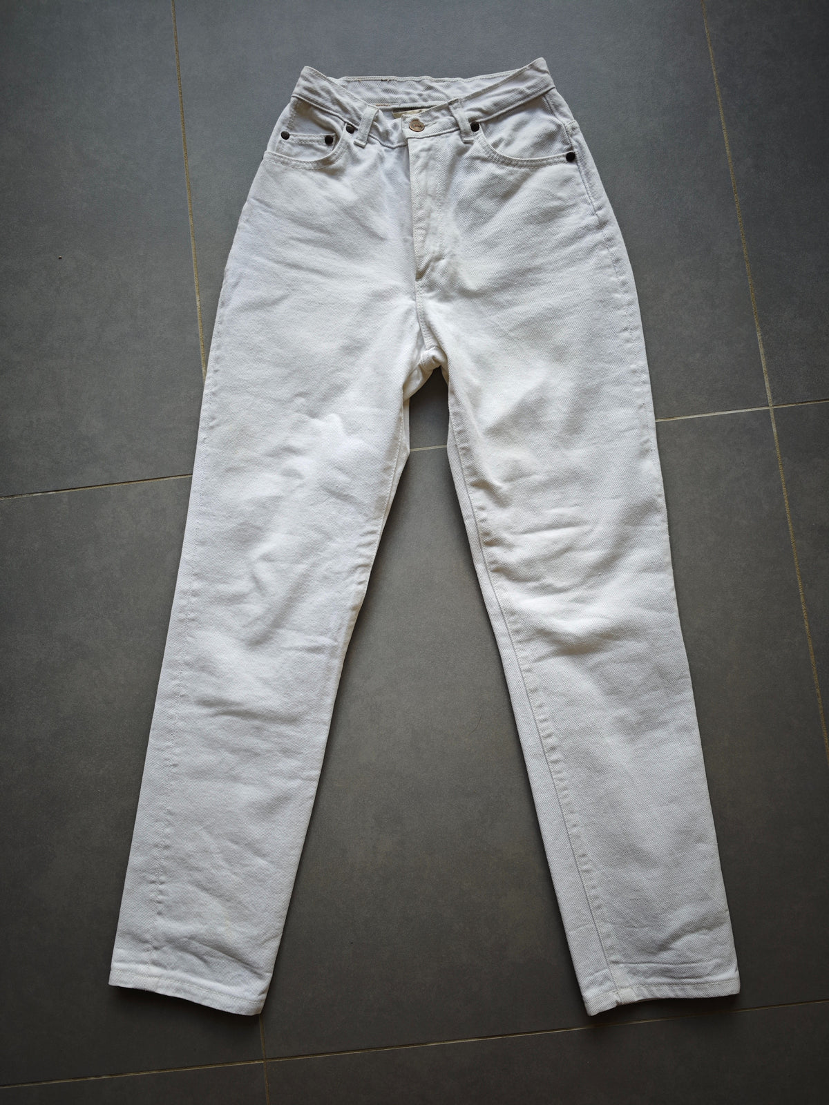 Jean femme droit taille haute blanc - Apolline