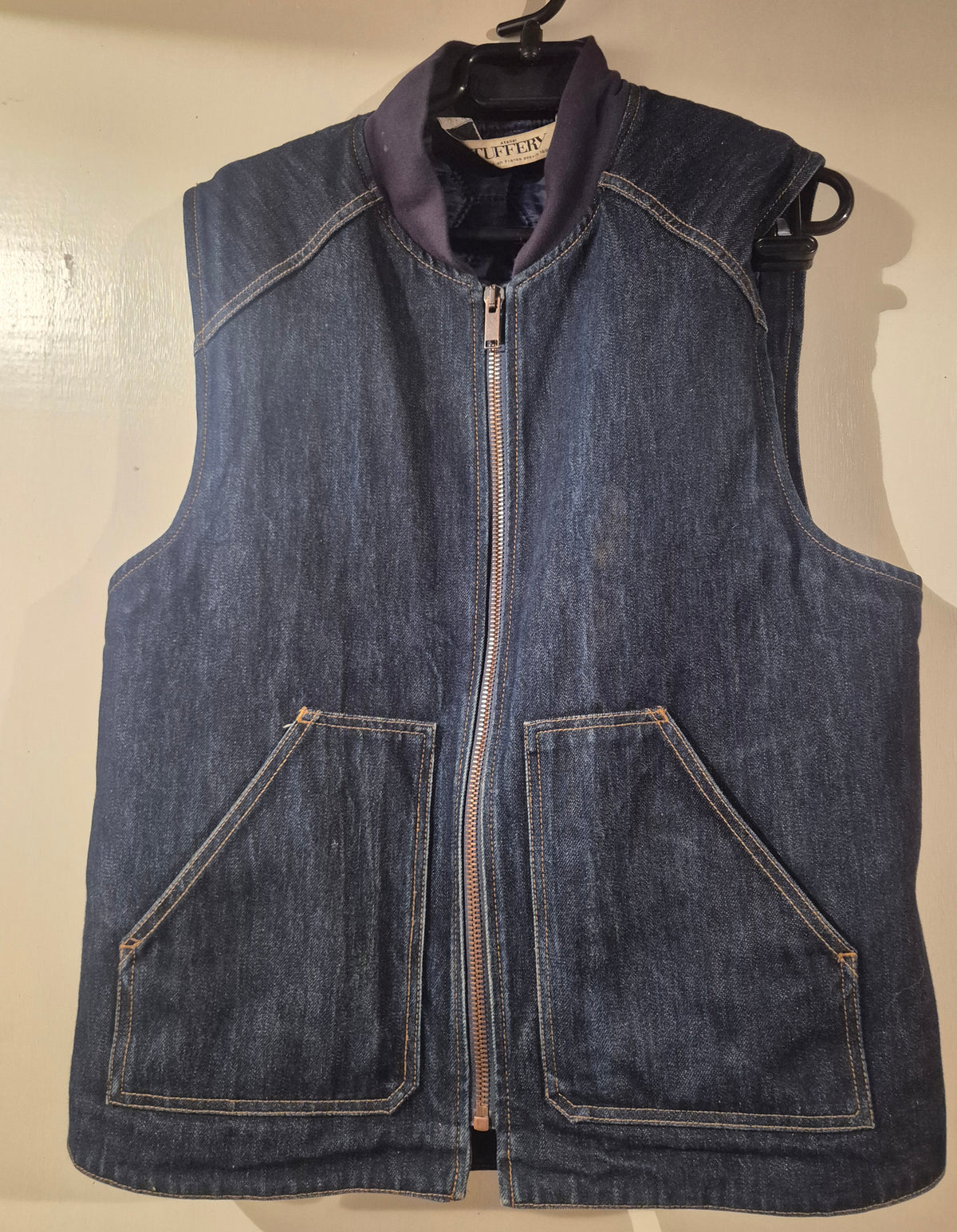 Gilet sans manches en jean brut doublé laine