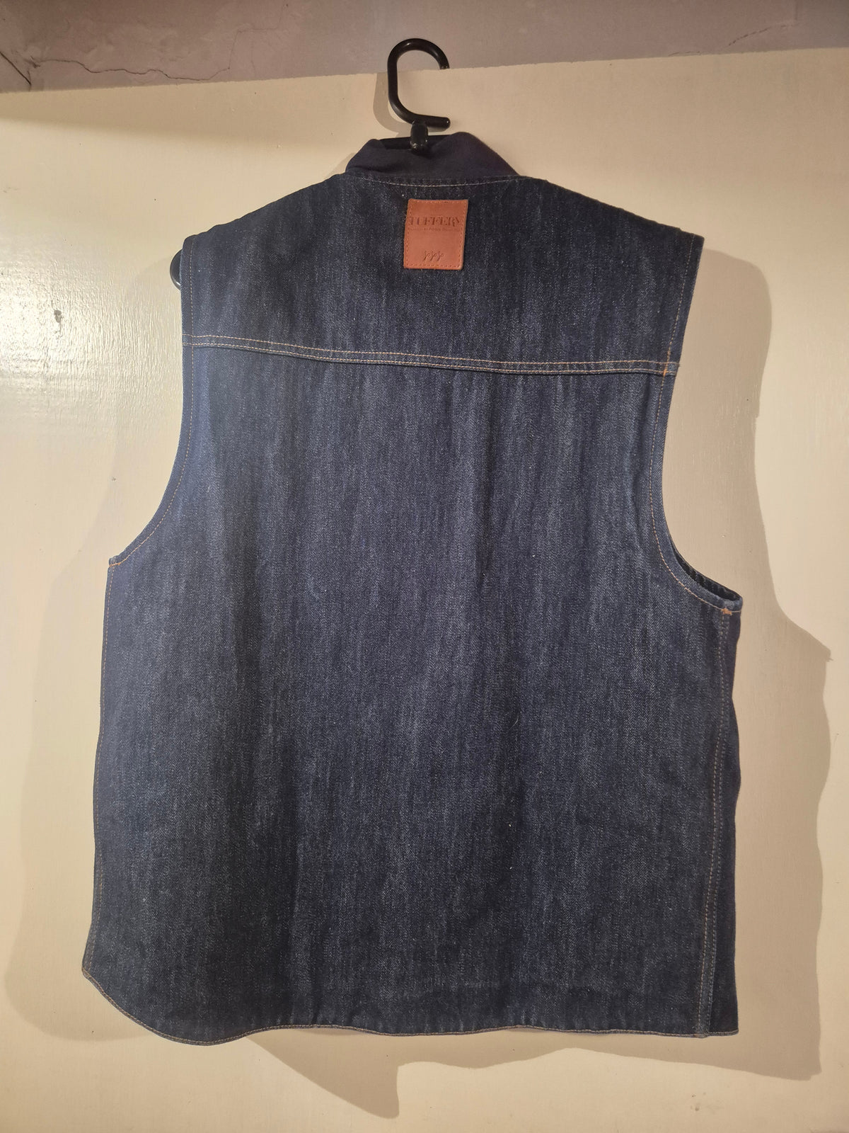 Gilet sans manches en jean brut doublé laine